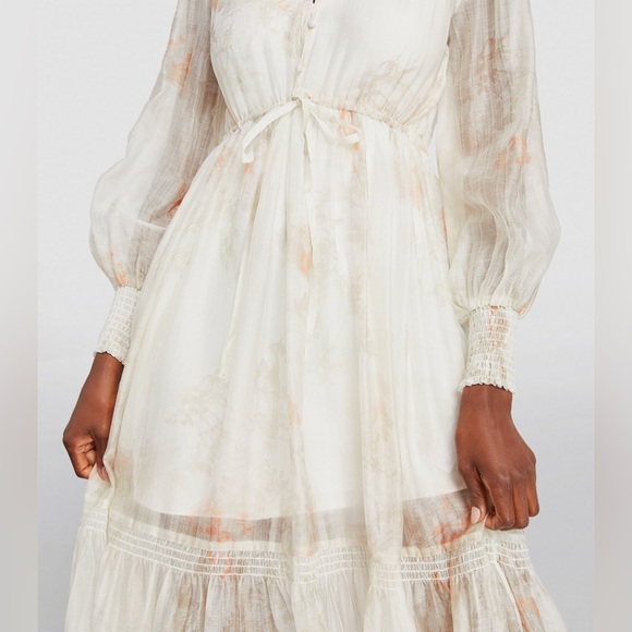 ALLSAINTS （W)NISHA KOURA DRESS AllSaints Floral - Motif NISHA KOURA Maxi Dress with Ruches